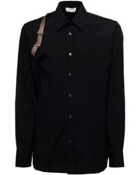 Alexander McQueen Man's Signature Harness Cotton Shirt - Black