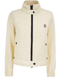 Moncler - Wool Padded Cardigan With Zip - Lyst