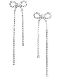 Self-Portrait - Colored Pendant Earings With Bow Detail And All-Over Crystal Embellishments - Lyst