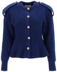 Alexander McQueen - Ribbed Peplum Cardigan - Lyst