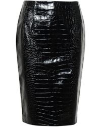 Versace - Black Calf Leather Skirt - Lyst