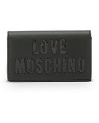 Love Moschino - Synthetic Leather Shoulder Bag With Sequined Logo - Lyst