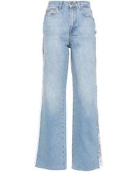 Liu Jo - High-Waisted Straight Cotton Jeans With Lace - Lyst