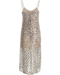 Forte Forte - Silver Sequins Mesh Slip Dress In Satin Woman - Lyst