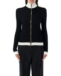 Balmain - Two-Tone Openwork And Ribbed Knit Cardigan - Lyst