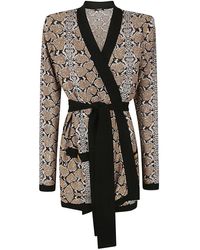 Balmain - Glittered Python Knit Belted Cardigan Clothing - Lyst
