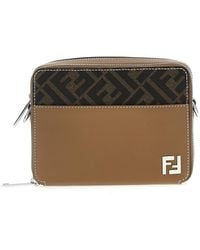 Fendi - FF Logo Print Leather Crossbody Bag - Lyst