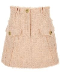 Balmain - Light- Frayed Tweed Mini Skirt - Lyst