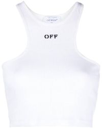 Off-White c/o Virgil Abloh - Off- Ribbed Rowing Logo Cropped Top - Lyst
