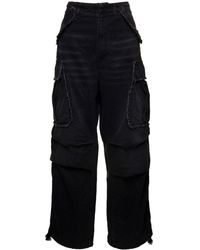 DARKPARK - 'vivi' Black Oversized Cargo Jeans With Patch Pockets In Cotton Denim Woman - Lyst
