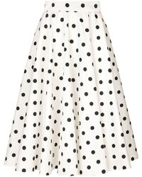 Dolce & Gabbana - Midi Cotton Skirt With Polka Dot Print - Lyst