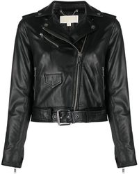 Michael Kors Cropped Biker Jacket - Black