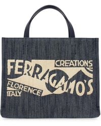 Ferragamo - Small Venna-Jacquard Tote Bag - Lyst