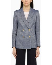 Tagliatore - Linen Blend Double Breasted Jacket - Lyst