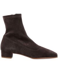 BY FAR - Este Ristretto Brown Suede Ankle Boots - Lyst
