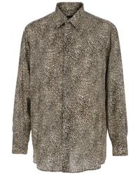 Emporio Armani - Shirt With Classic Collar And Leopard Motif - Lyst