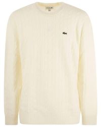 Lacoste - Plaited Wool Crew-neck Sweater - Lyst