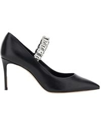 Casadei - Pumps With Crystal Embellished Strap And High Stiletto Heel - Lyst