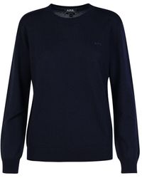 A.P.C. - 'philo' Navy Wool Sweater - Lyst