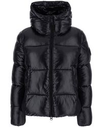 Save The Duck - 'Biddy' Down Jacket With Hood And Logo On The Sleeve - Lyst