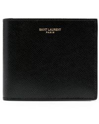 Saint Laurent - Leather Bi-Fold Wallet With Logo For - Lyst