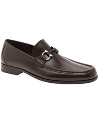 Ferragamo - Brown Loafers Wih Gancini Detail In Leather Man - Lyst