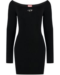 DIESEL Marcey Coated Knit Mini Dress in Pink | Lyst