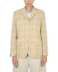 Aspesi - Single-breasted Blazer With Check Pattern - Lyst