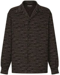 Dolce & Gabbana - Padded Overshirt With Jacquard Logo Motif - Lyst
