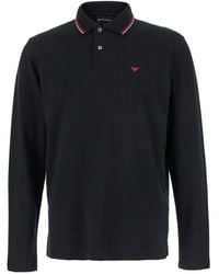 Emporio Armani - Long Sleeve Polo Shirt With Logo Embroidery - Lyst