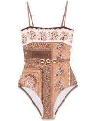Zimmermann - 'Lucky Bandeau' One-Piece Swimsuit With Belt - Lyst