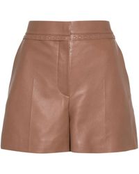 Fendi - Selleria-Stitching Leather Shorts - Lyst