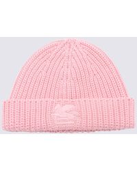 Etro - Pink Wool Logo Beanie Hat - Lyst