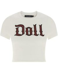 Dolce & Gabbana - Cropped T-Shirt With Vintage Effect - Lyst