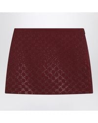 Gucci - Rosso Ancora Gg-Fabric Mini Skirt With Crystals - Lyst