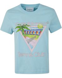 Casablanca - Tennis Club Icon Printed Fitted T-shirt Clothing - Lyst