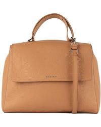 Orciani - Sveva Soft Large Leather Shoulder Bag With Almond Shoulder Strap - Lyst