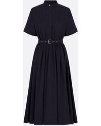 Dior - Macrocannage Midi Dress With Belt - Lyst