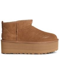 UGG - Classic Ultra Mini Platform' Chestnut Suede Boots - Lyst