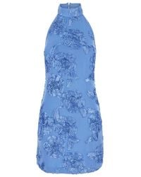ROTATE BIRGER CHRISTENSEN - High Neck Dress With All-Over Floral Motif - Lyst