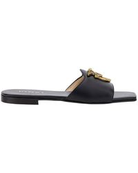 Pinko - Black Flats With Love Birds Detail In Leather Woman - Lyst