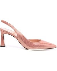 Pollini Woman's Striped Leather Pink Pumps