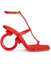 Ferragamo - Ferragamo Elina T-Strap Gancini Sandals - Lyst
