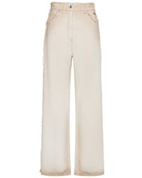 MSGM - Cotton Jeans With Faded Effect And Frayed Edges - Lyst