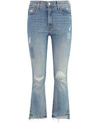 Mother - The Insider Crop Step Fray Stretch Cotton Jeans - Lyst