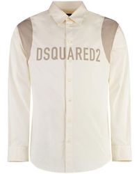 DSquared² - Cream And Cotton Blend Shirt - Lyst