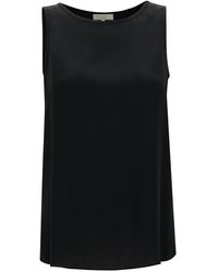 Antonelli - 'perugia' Black Sleeveless Top With U Neckline In Silk Blend Woman - Lyst