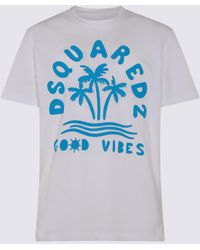 DSquared² - White And Light Blue Cotton T-shirt - Lyst