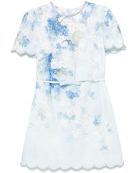 Zimmermann - Short Dress With Floral Print And Waist Belt - Lyst