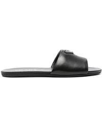 Prada - Logo Plaque Leather Sandal - Lyst